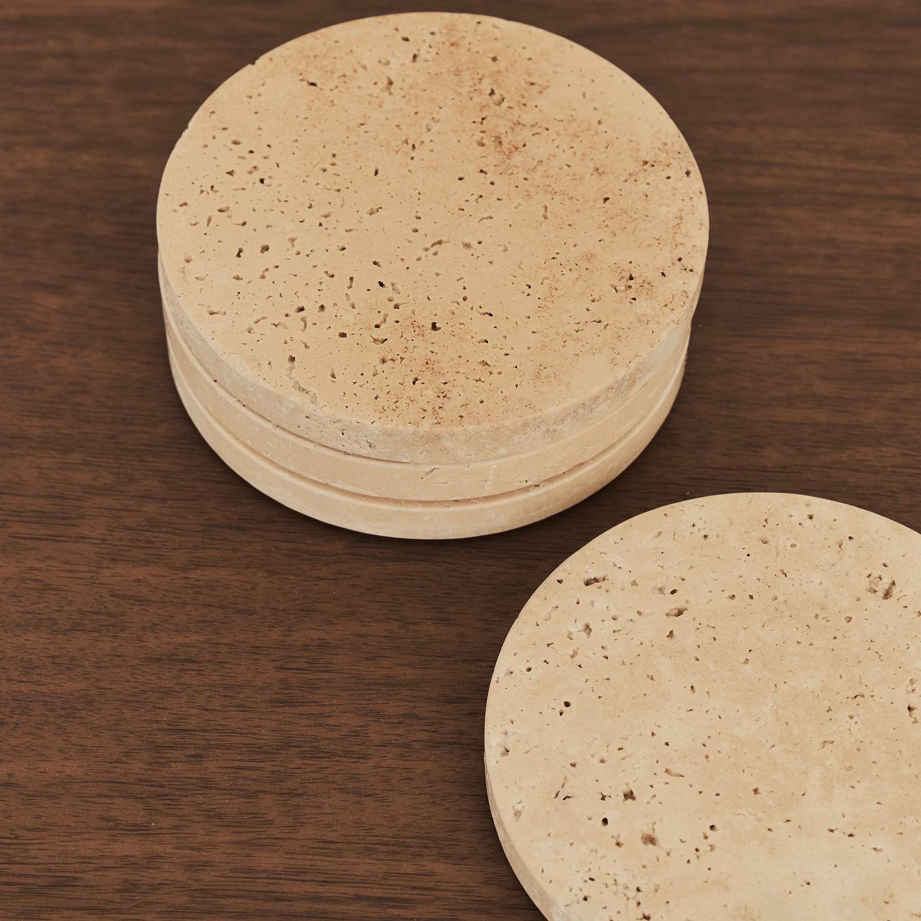Marbelle - Cream Travertine Coasters Set of 4 Round