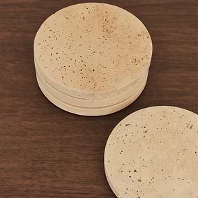 Marbelle - Cream Travertine Coasters Set of 4 Round