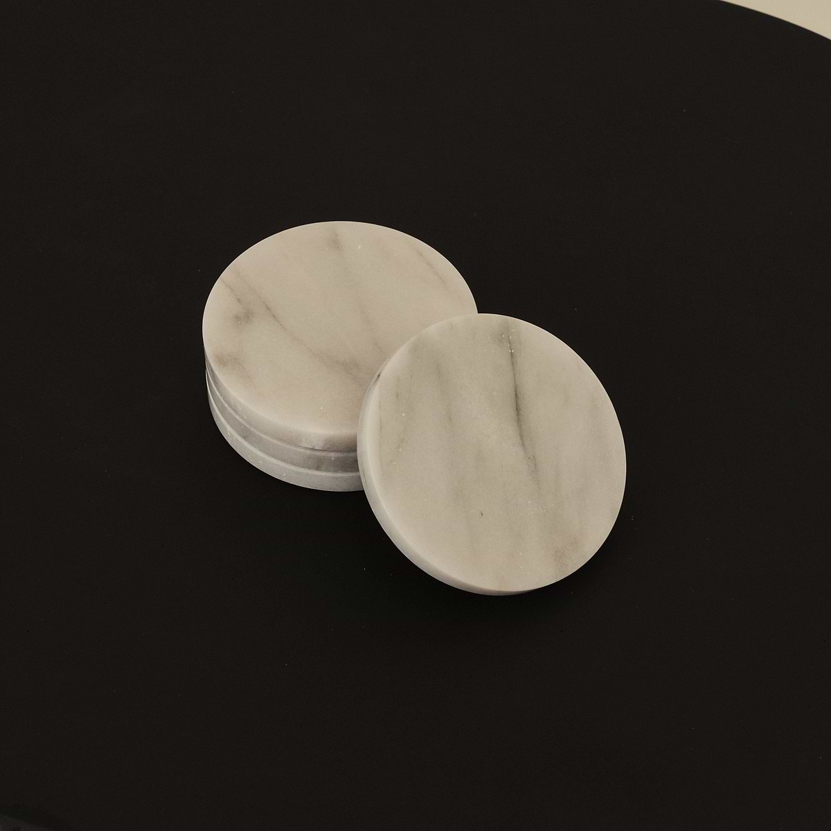 Marbelle - White Marble Coasters Set of 4 Round