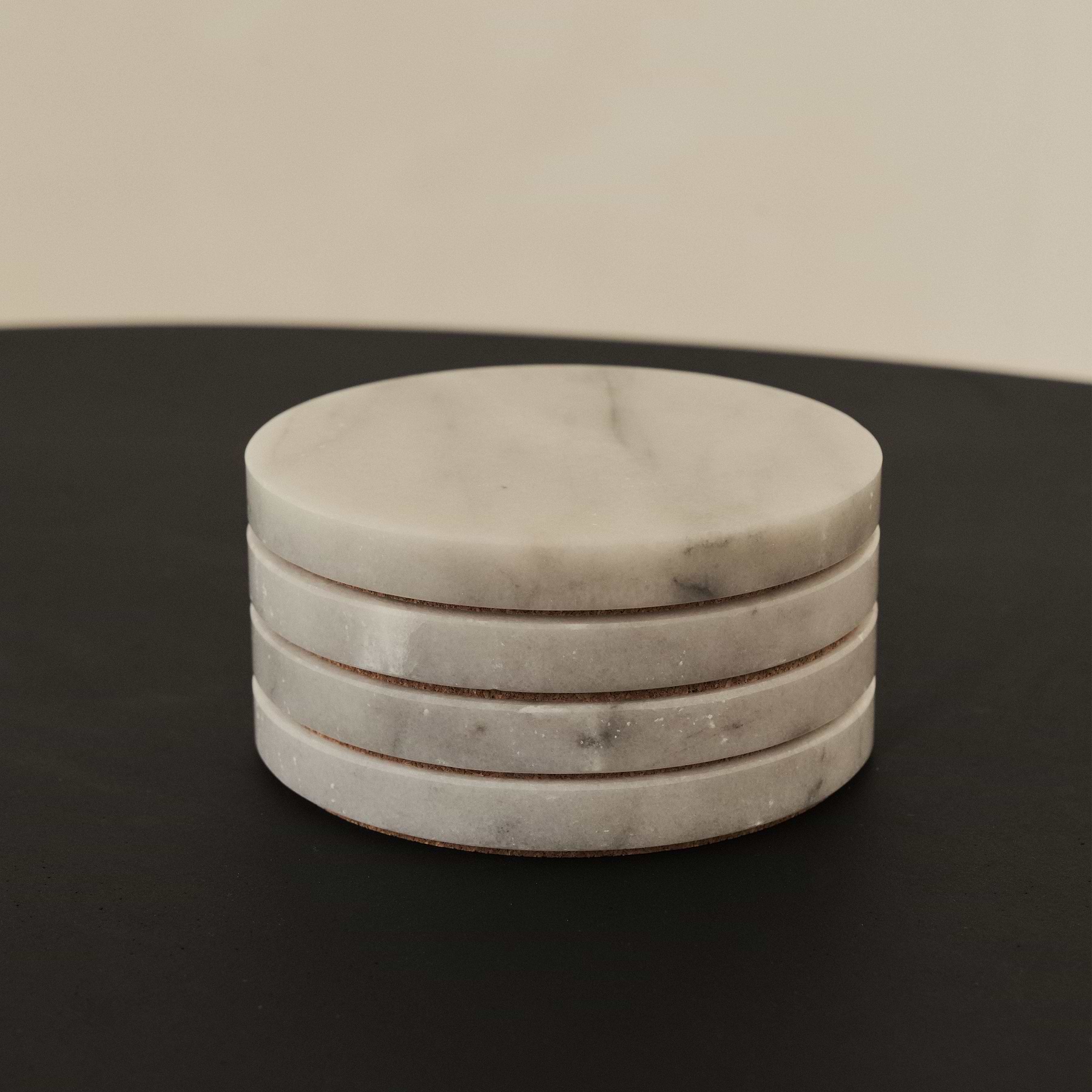 Marbelle - White Marble Coasters Set of 4 Round