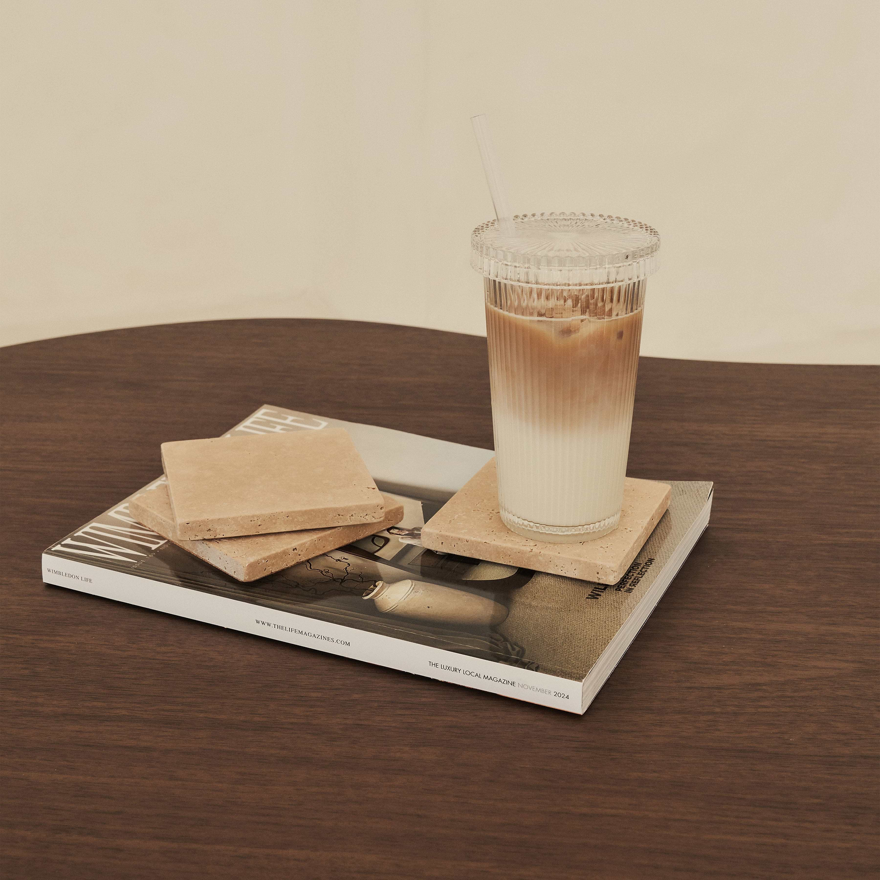Marbelle - Cream Travertine Coasters Set of 4 Square