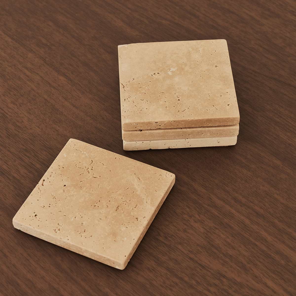 Marbelle - Cream Travertine Coasters Set of 4 Square