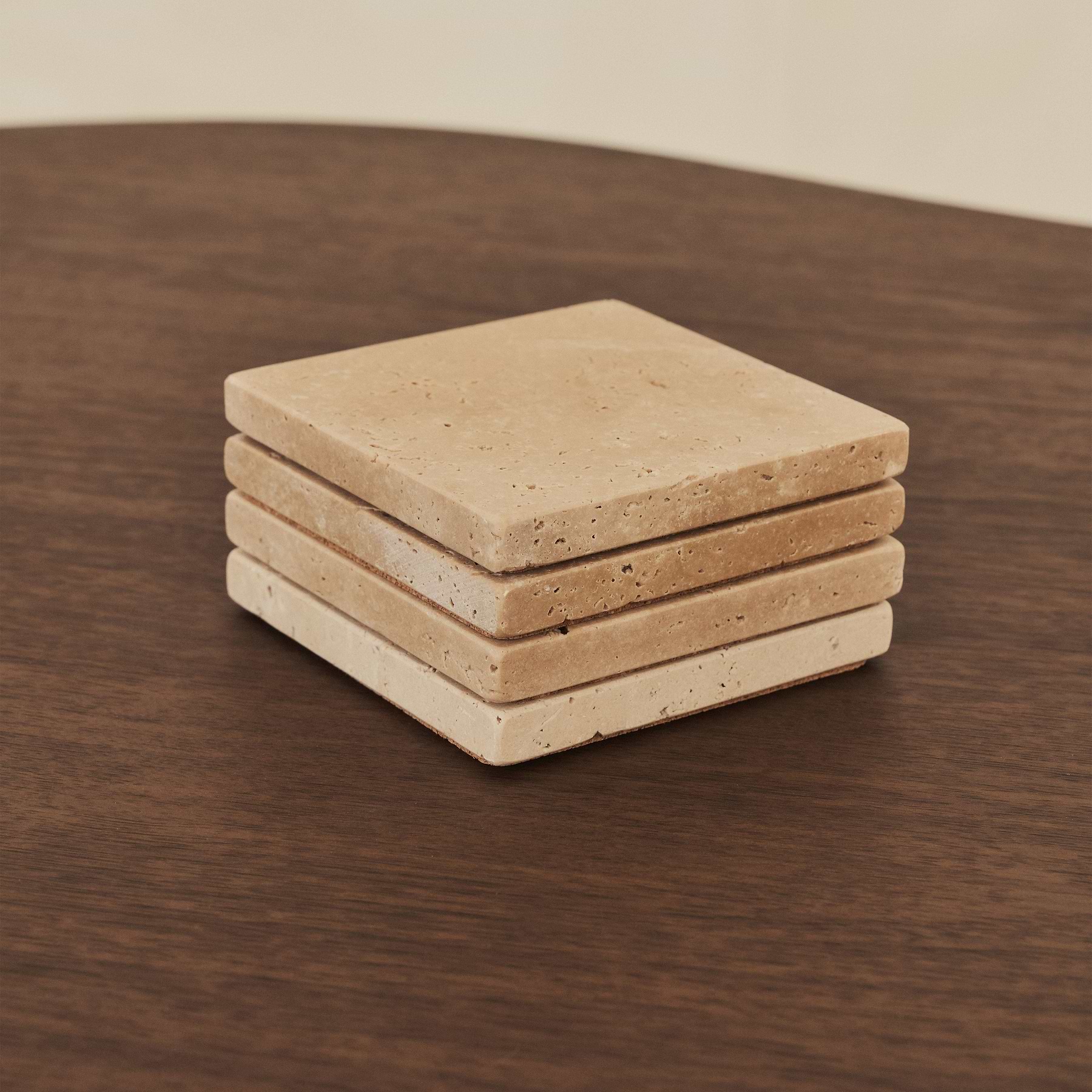 Marbelle - Cream Travertine Coasters Set of 4 Square