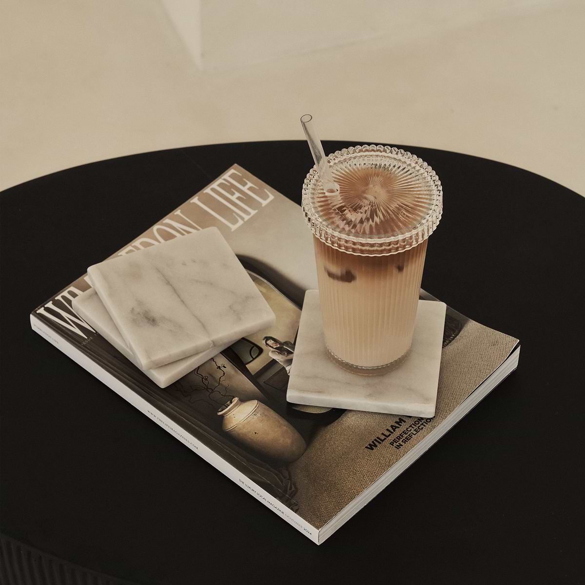 Marbelle - White Marble Coasters Set of 4 Square