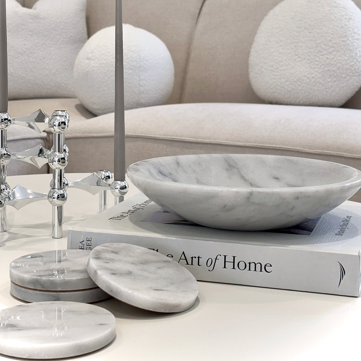 Marbelle - Large White Marble Decorative Bowl