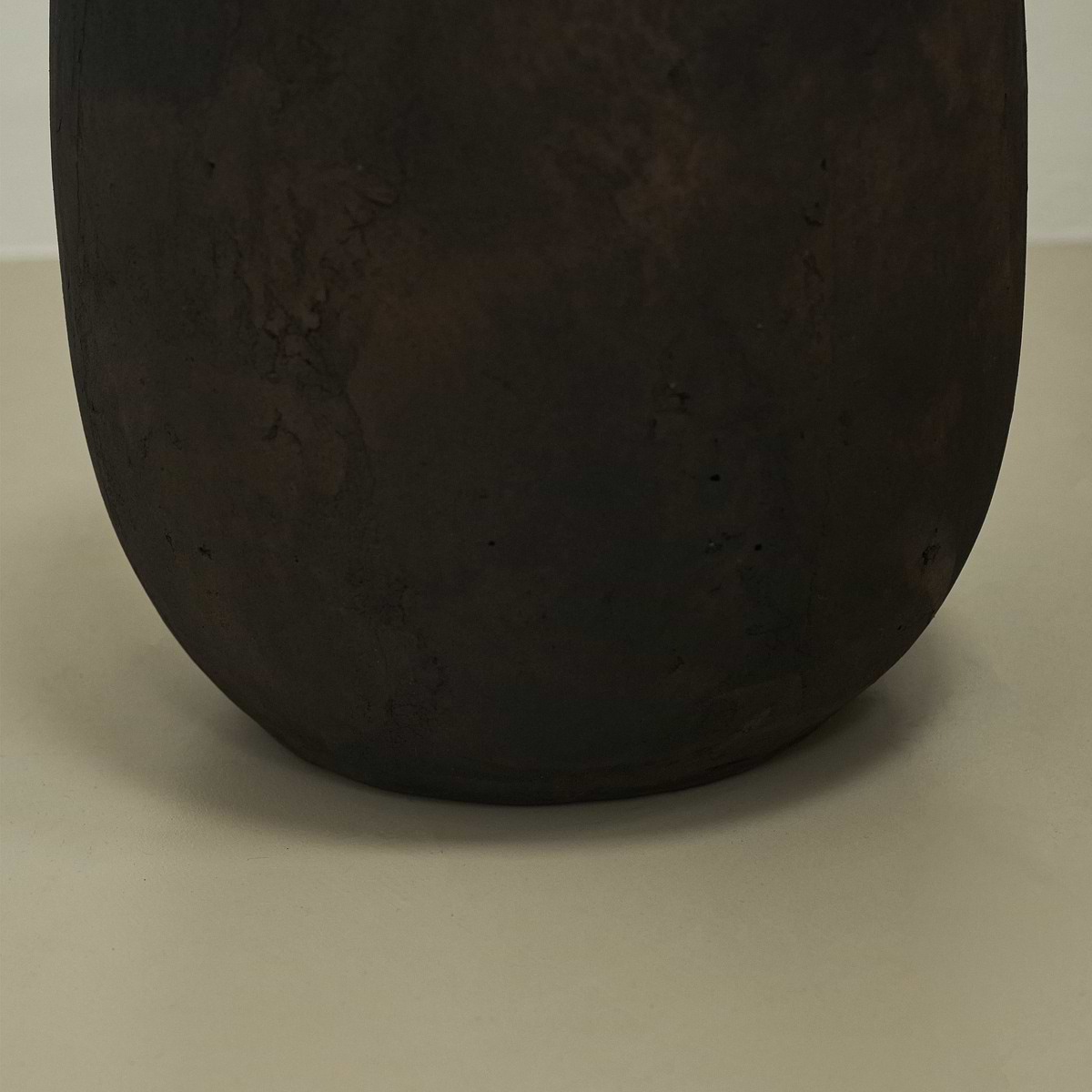 Detail shot of Black Textured Terracotta Large Vase base