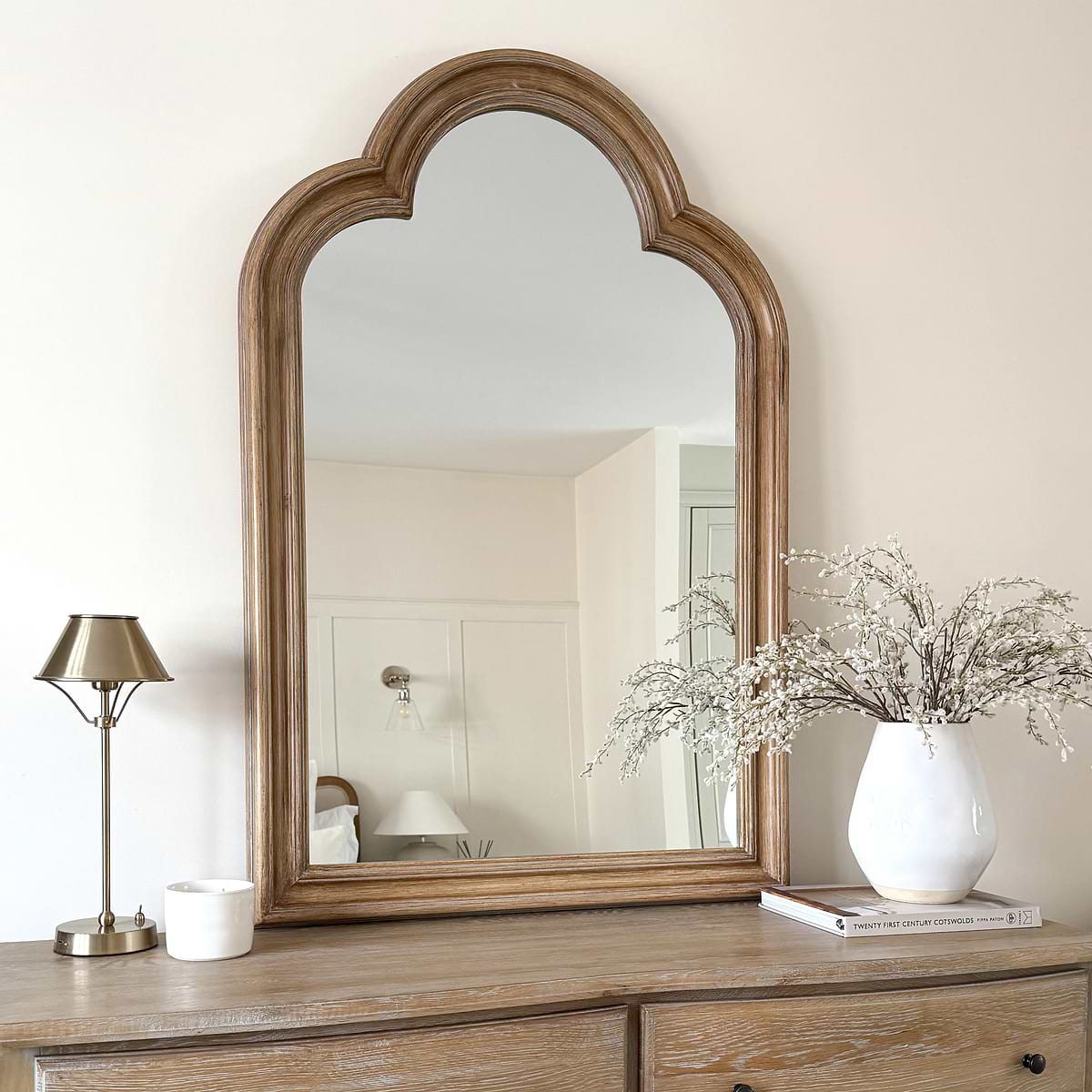 Melilla - Washed Wood Arched Mirror 120cm x 80cm