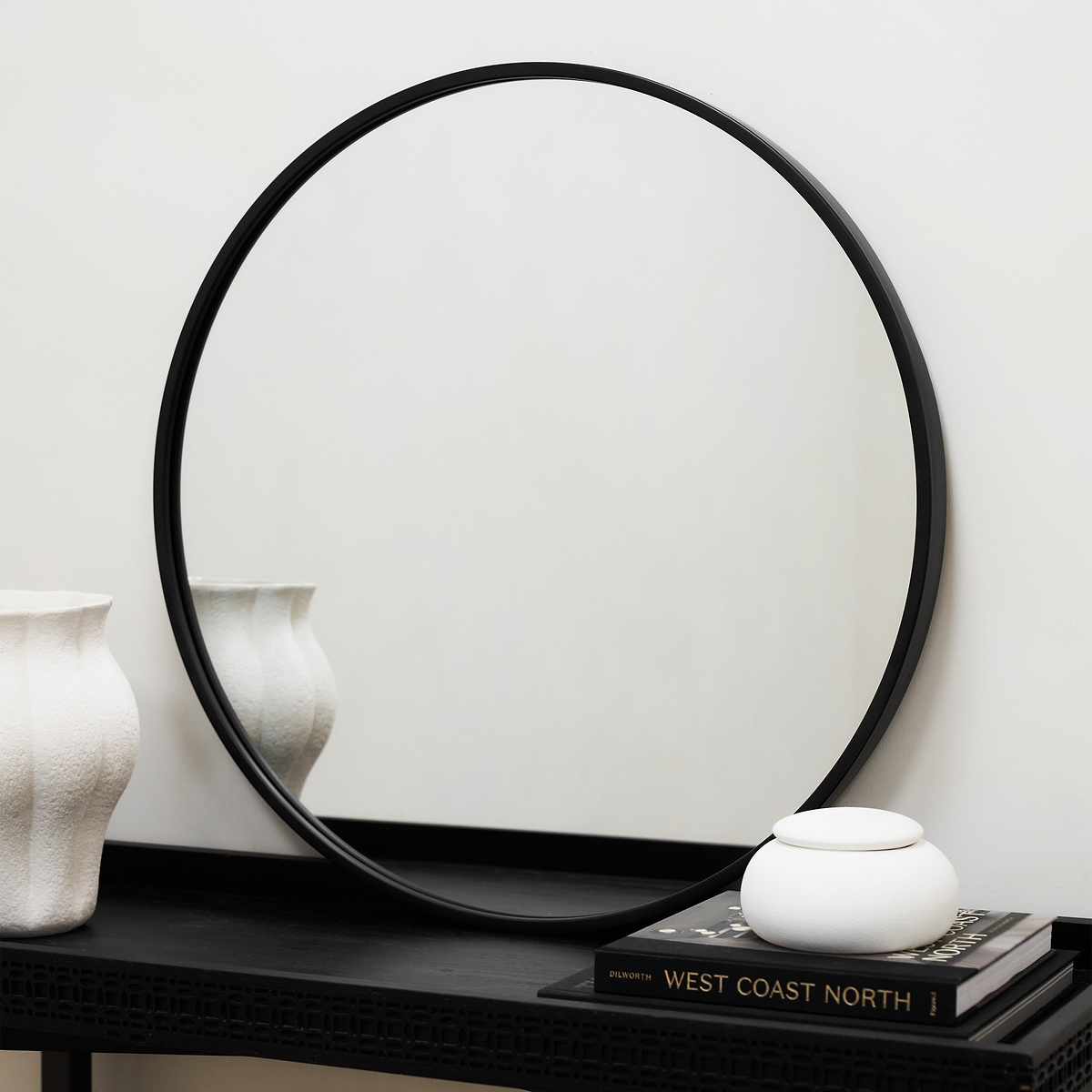 Metro - Black Metal Round Wall Mirror 70cm x 70cm