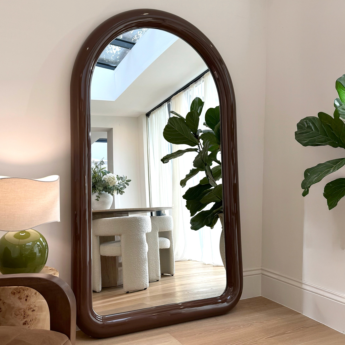 Obsidian - Full Length Arched Chocolate Gloss Extra Large Mirror 200cm x 120cm