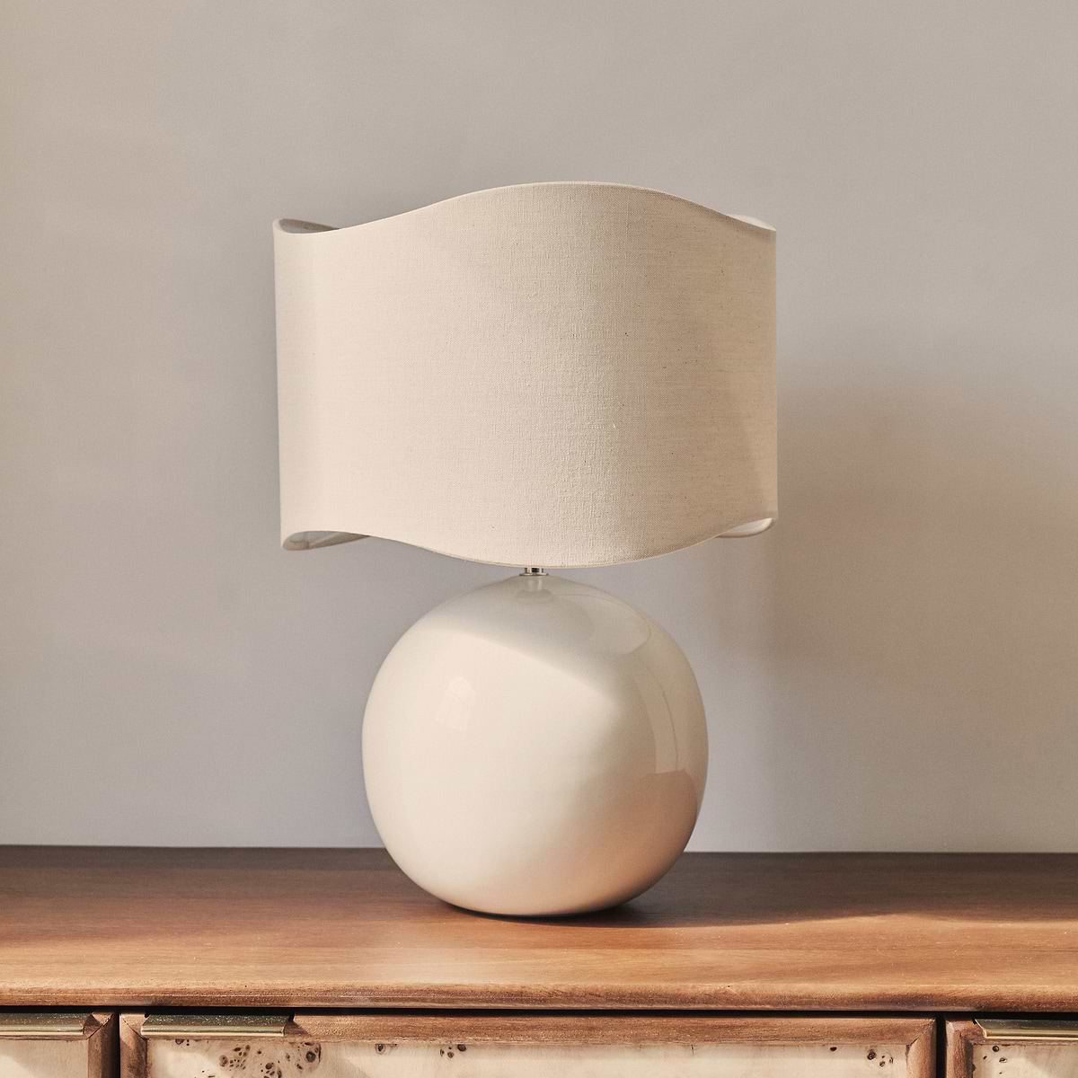 Olera - Ivory Gloss Ceramic Wave Shade Table Lamp