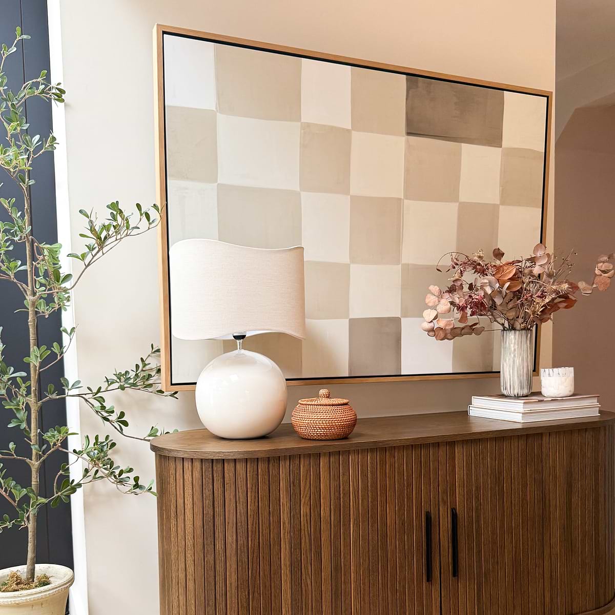 Olera - Ivory Gloss Ceramic Wave Shade Table Lamp