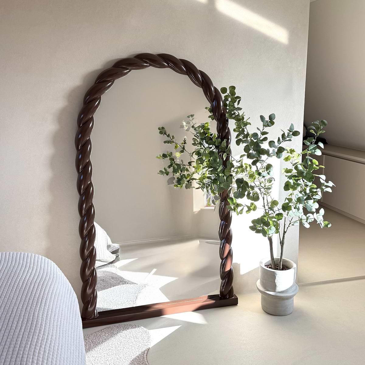 Ophelia - Full Length Arched Rope Twist Chocolate Gloss Extra Large Mirror 180cm x 105cm