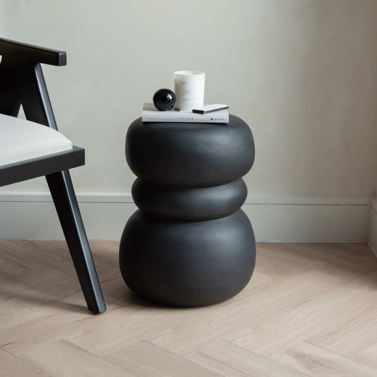 Minimal Onyx Side Table beside chair