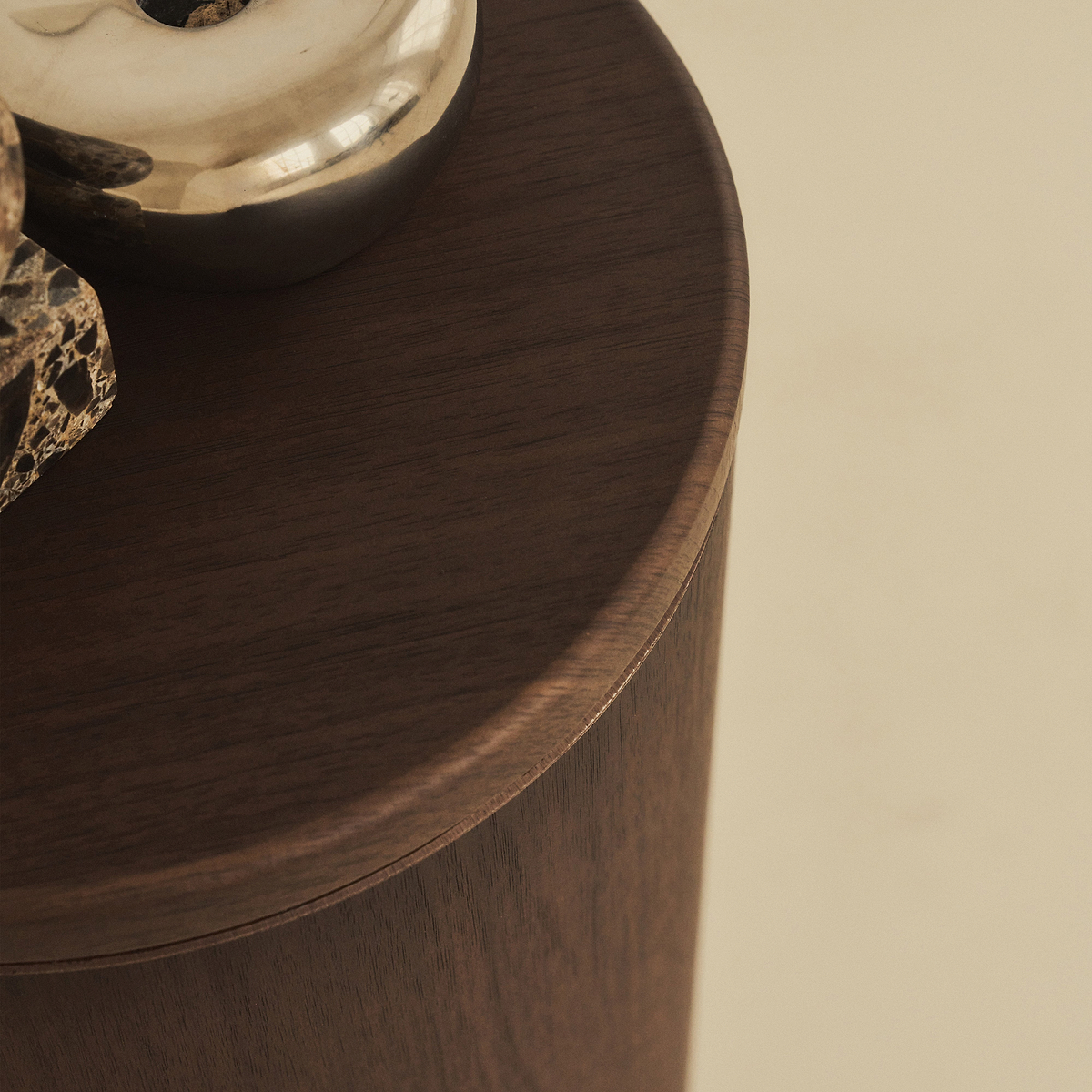 Madison - Dark Wood Round Wooden Minimal Plinth