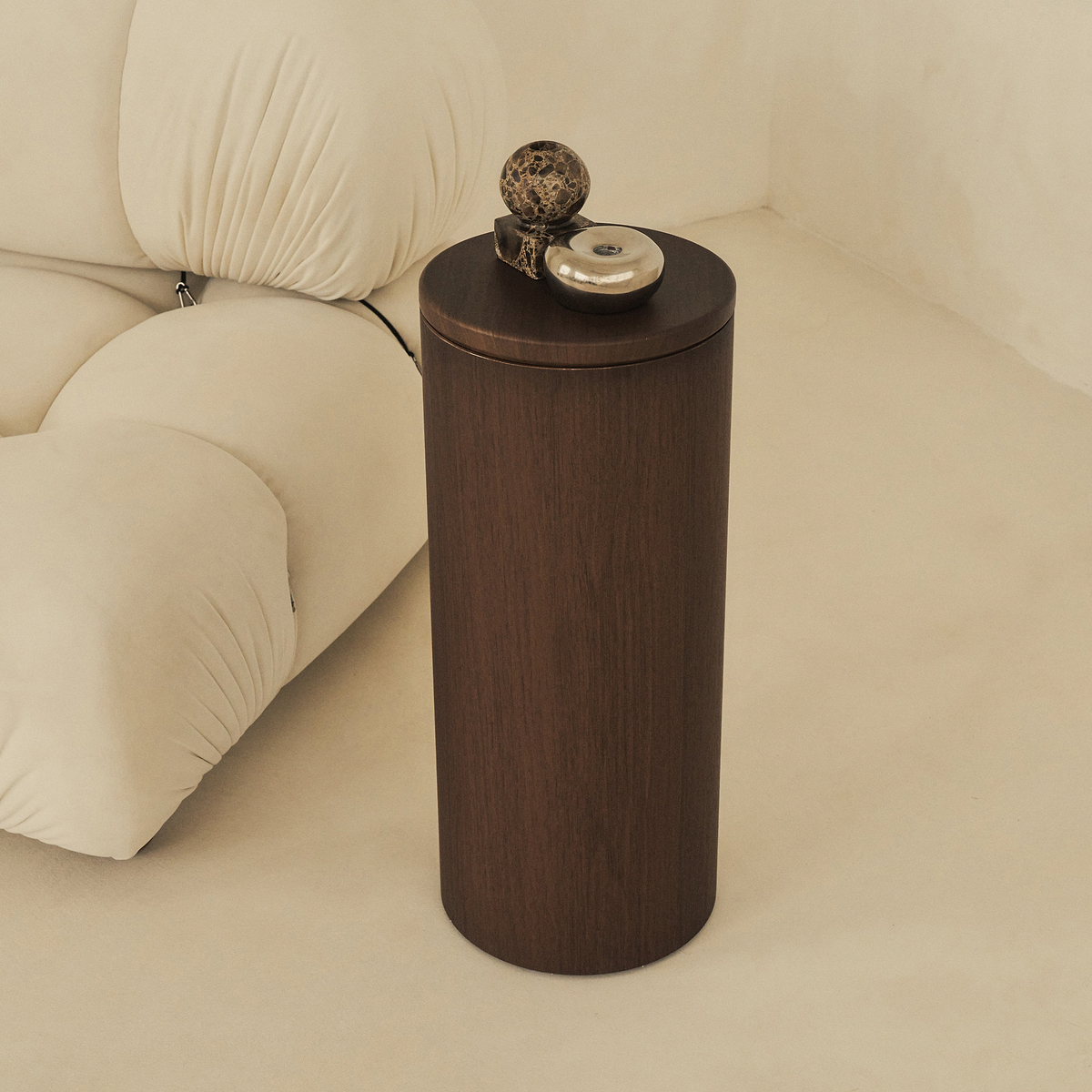 Madison - Dark Wood Round Wooden Minimal Plinth