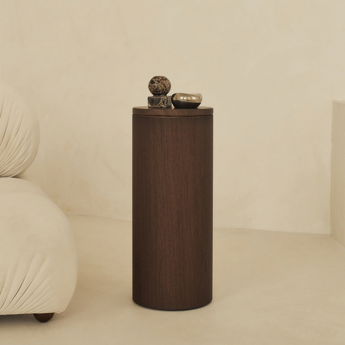 Madison - Dark Wood Round Wooden Minimal Plinth
