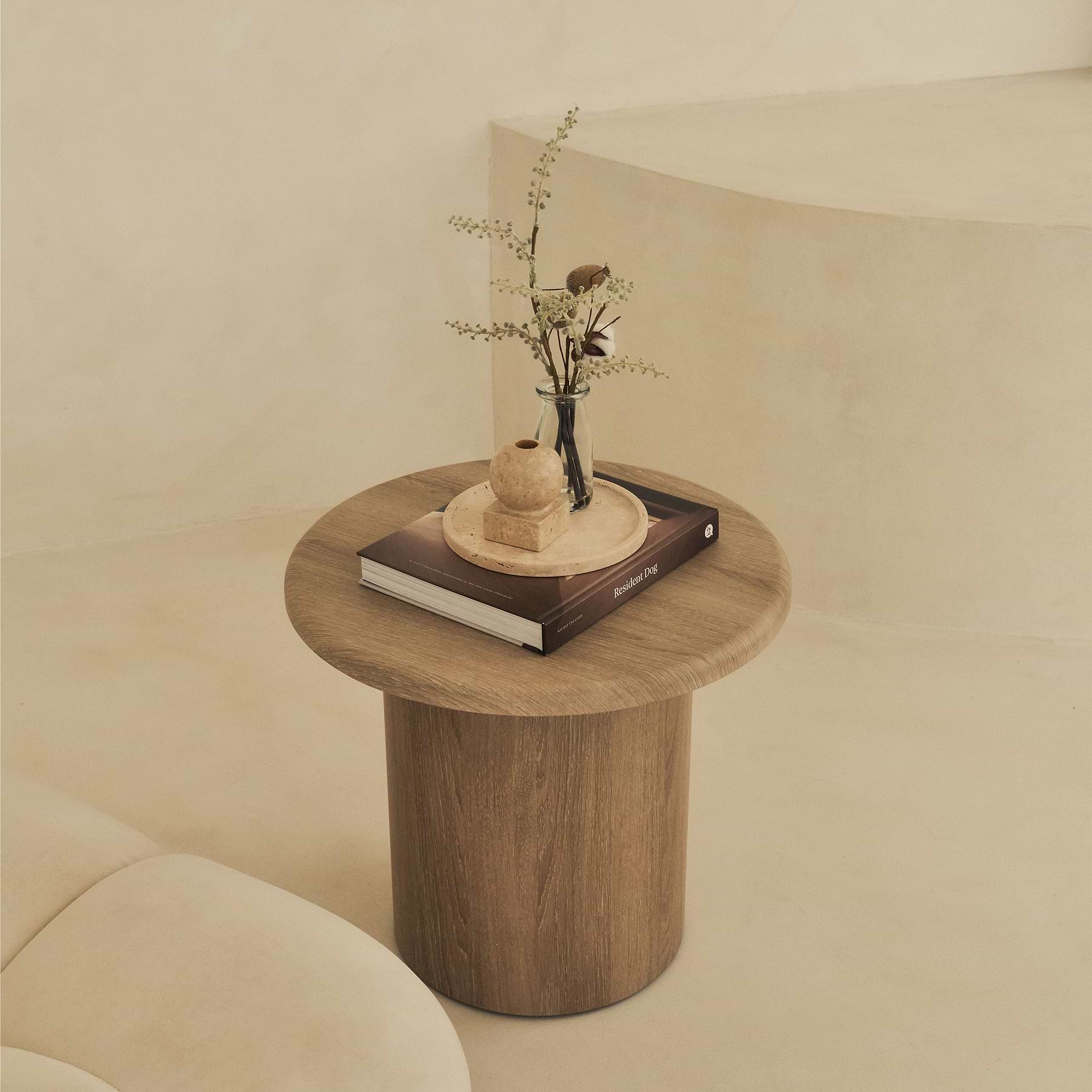 Madison - Washed Wood Round Wooden Side Table