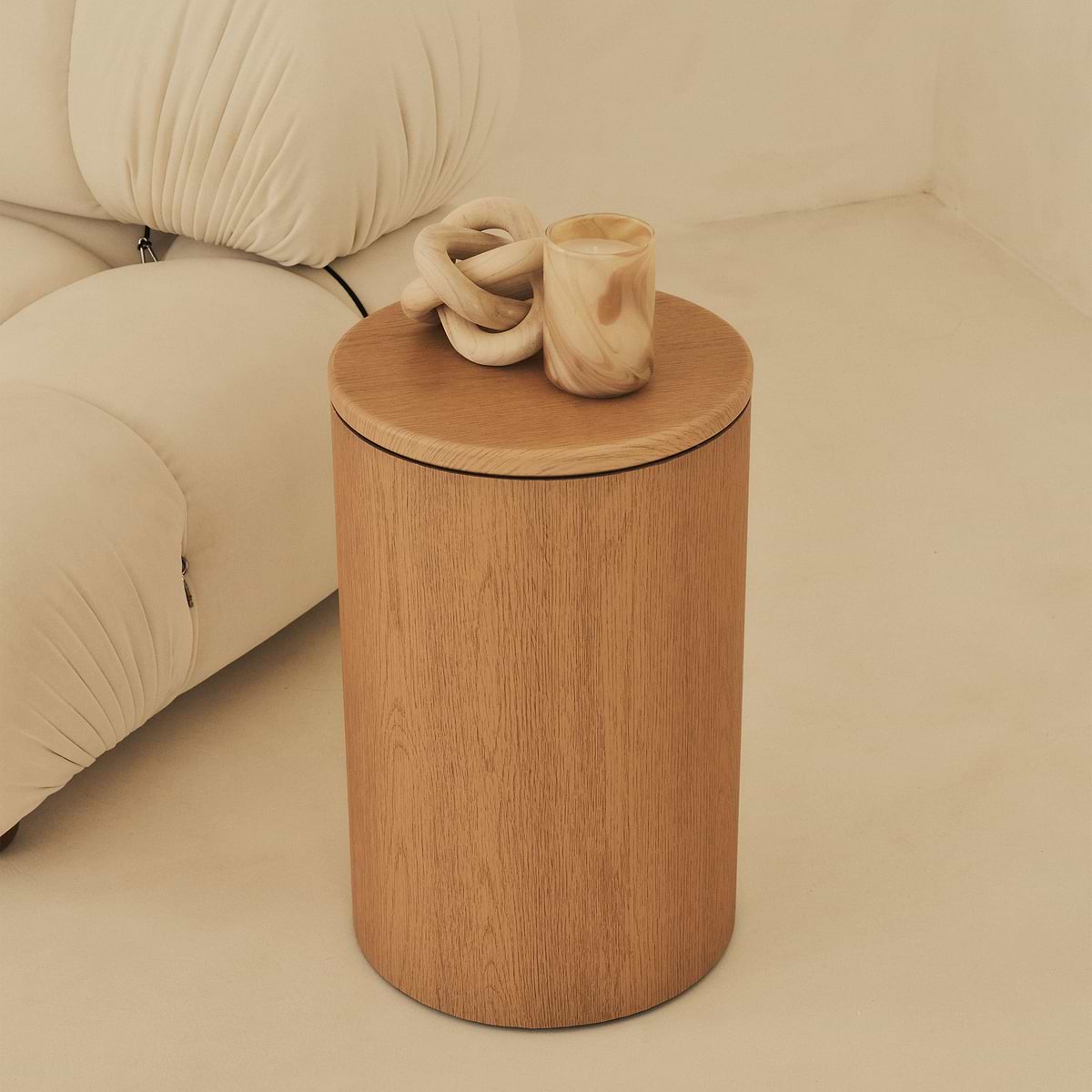 Madison - Light Wood Round Wooden Minimal Pedestal