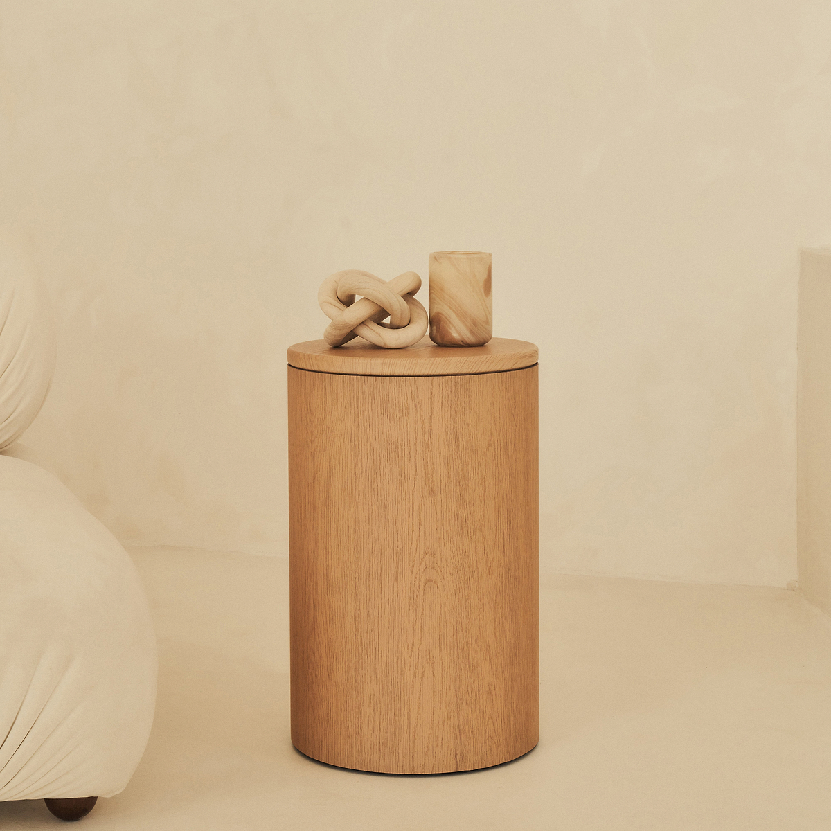 Madison - Light Wood Round Wooden Minimal Pedestal