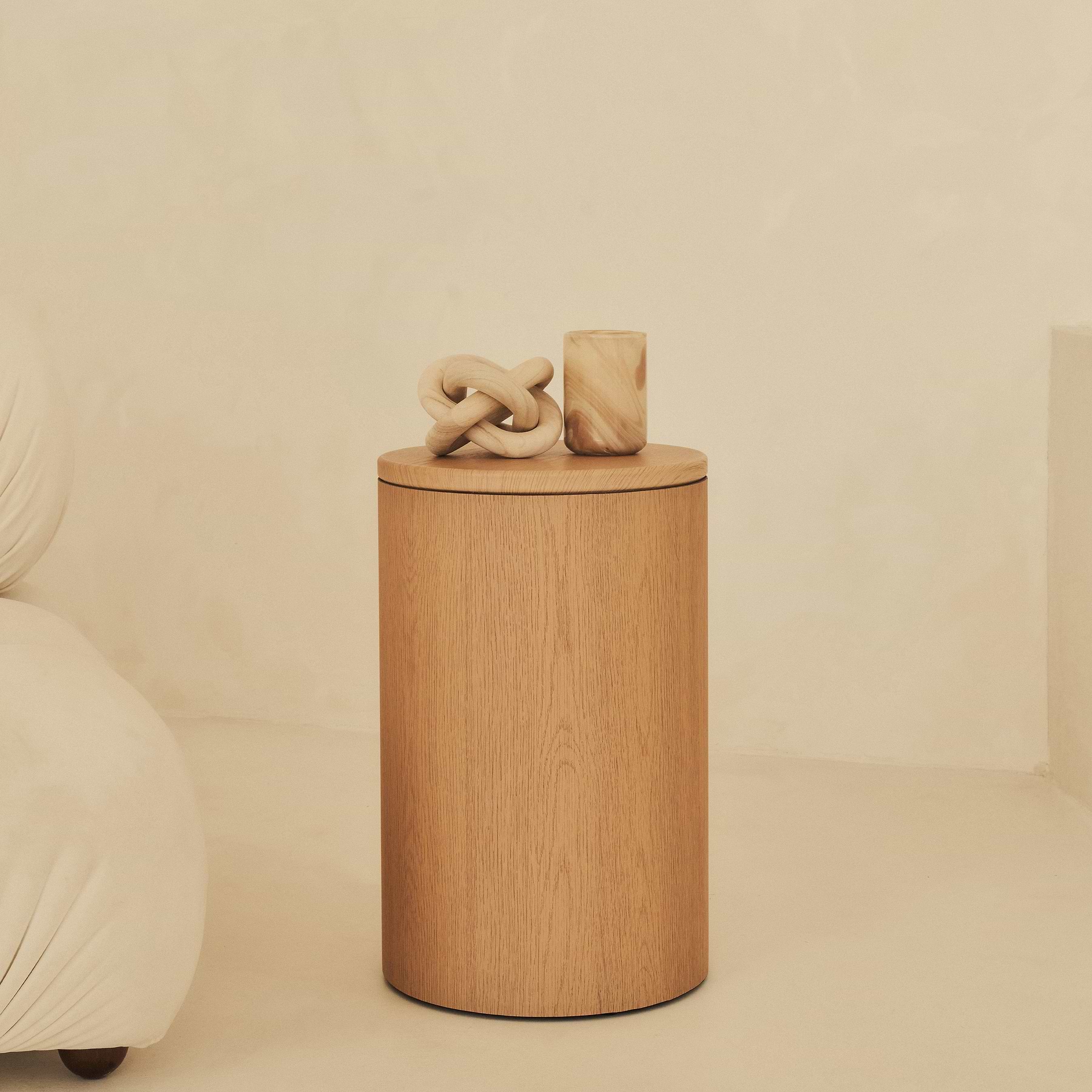 Madison - Light Wood Round Wooden Minimal Pedestal