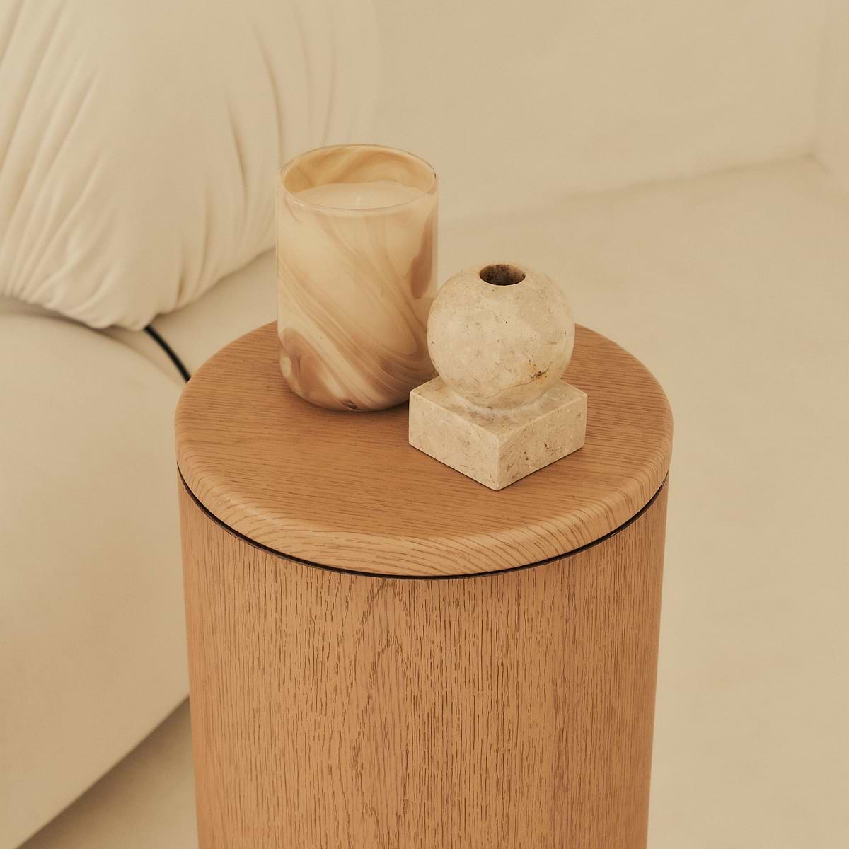 Madison - Light Wood Round Wooden Minimal Plinth