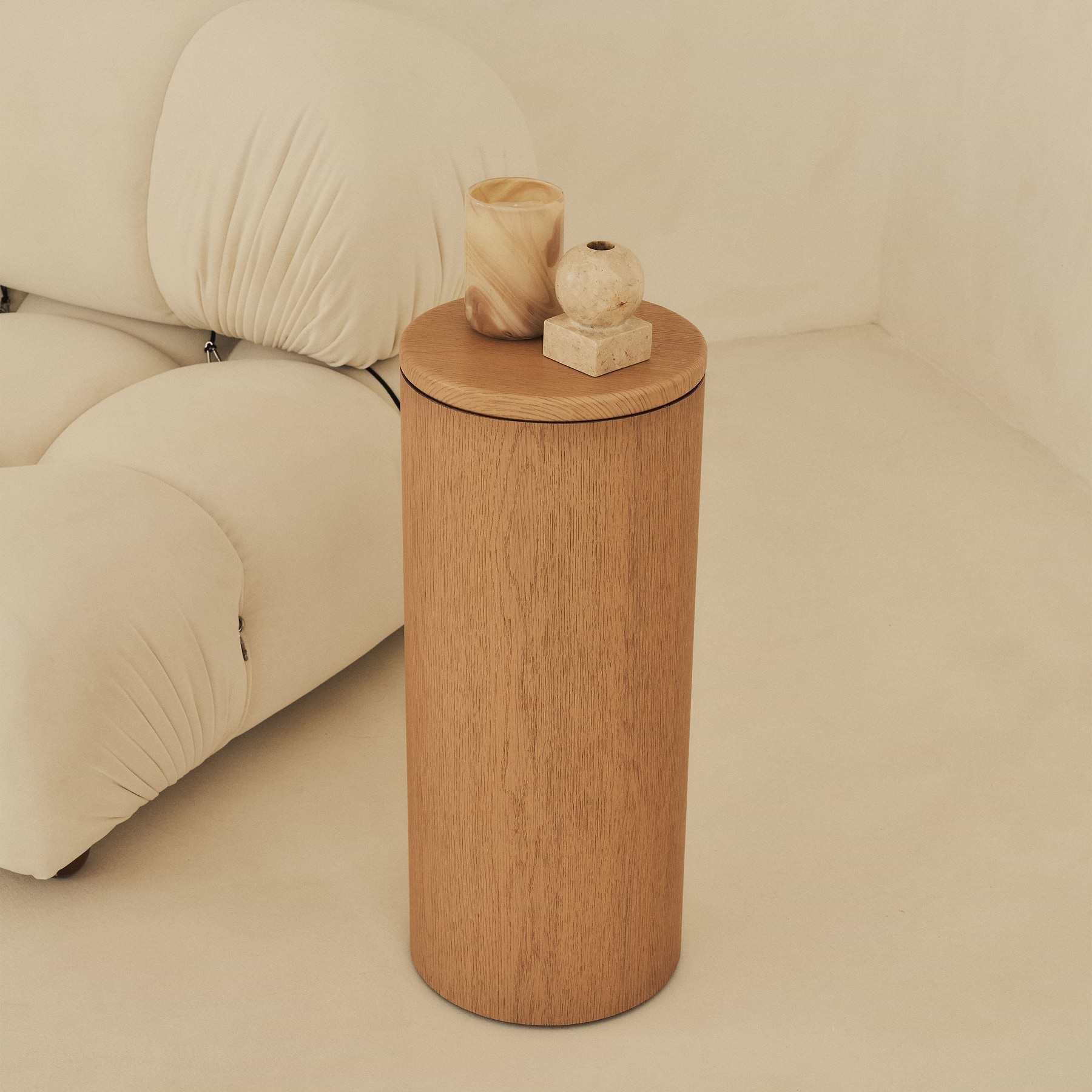 Madison - Light Wood Round Wooden Minimal Plinth