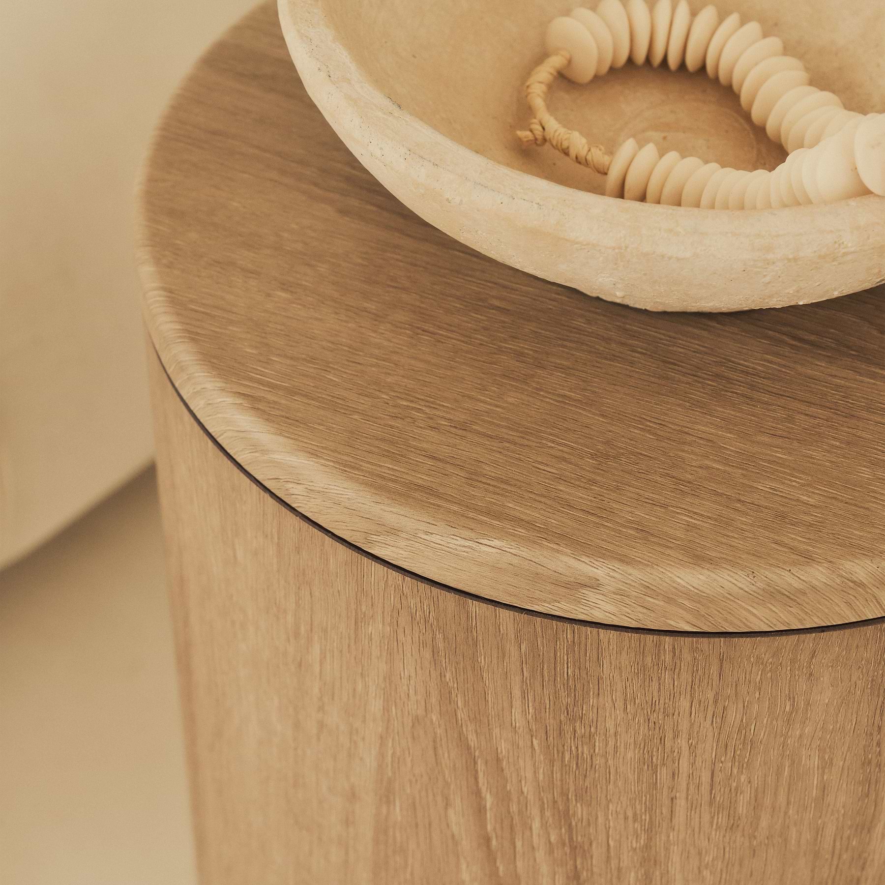 Madison - Washed Wood Round Wooden Minimal Pedestal