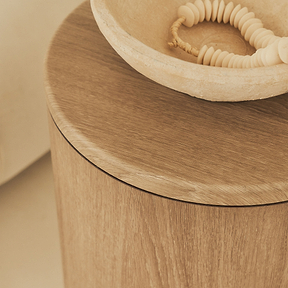 Madison - Washed Wood Round Wooden Minimal Pedestal