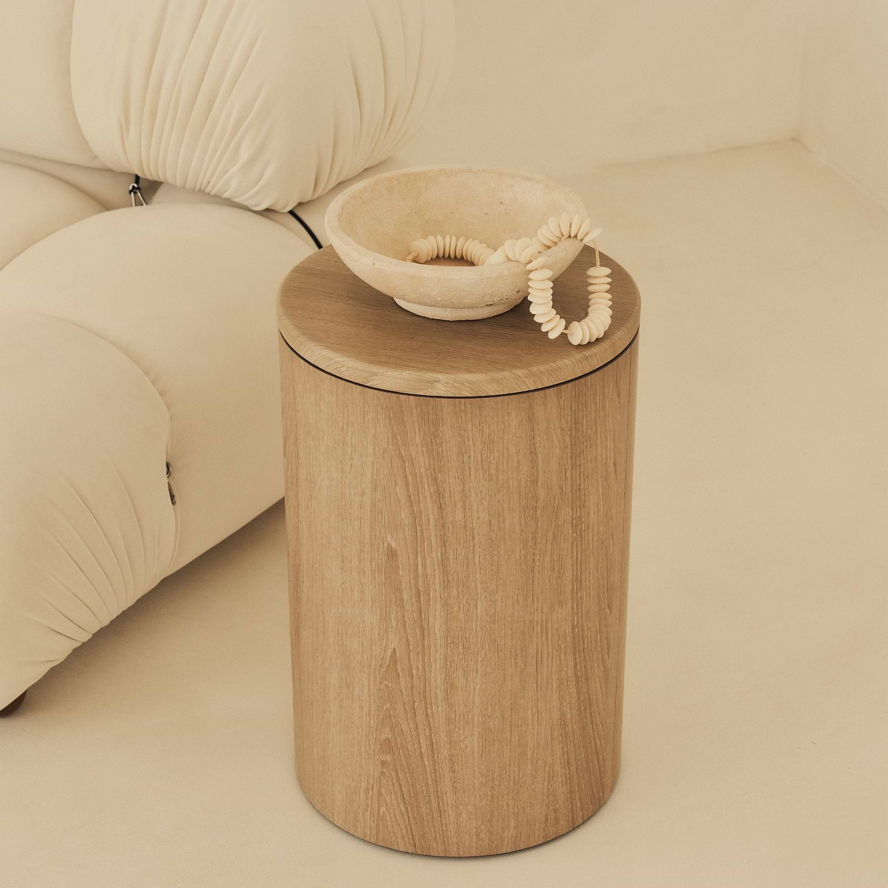 Madison - Washed Wood Round Wooden Minimal Pedestal