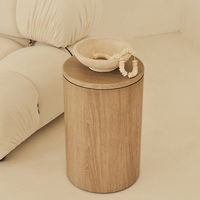 Madison - Washed Wood Round Wooden Minimal Pedestal