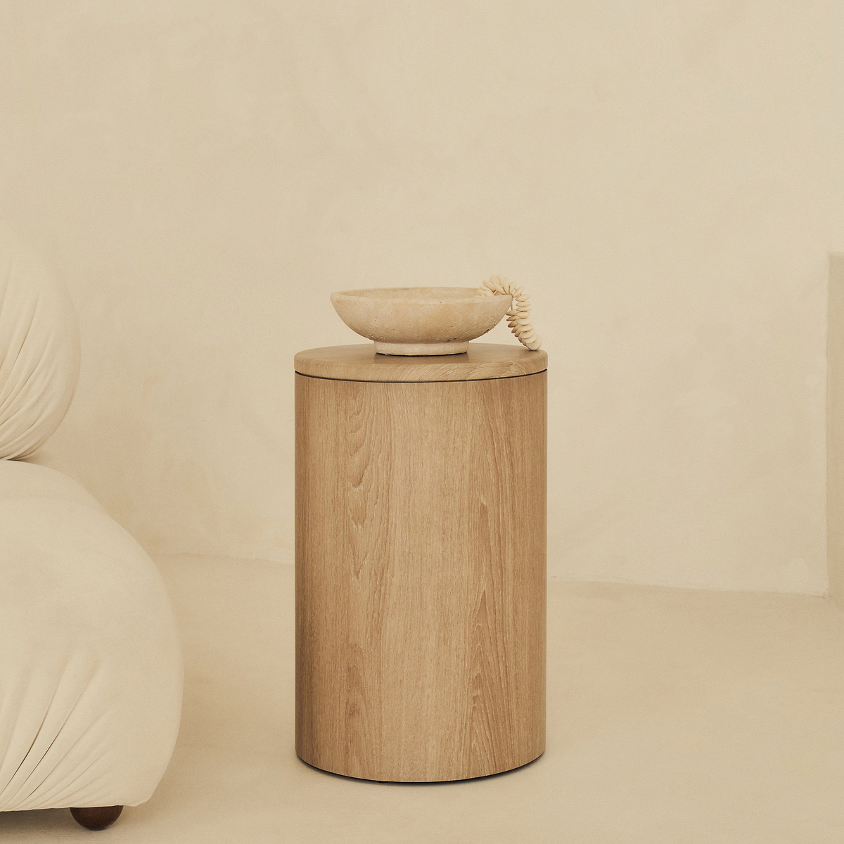 Madison - Washed Wood Round Wooden Minimal Pedestal