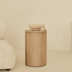 Madison - Washed Wood Round Wooden Minimal Pedestal