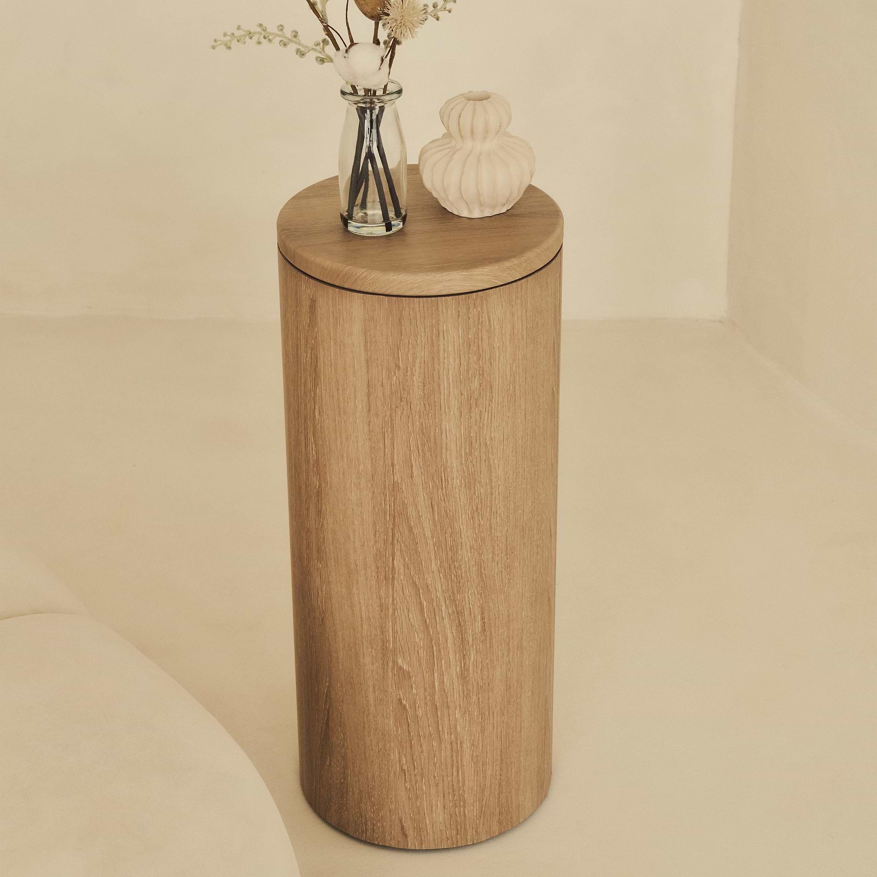 Madison - Washed Wood Round Wooden Minimal Plinth