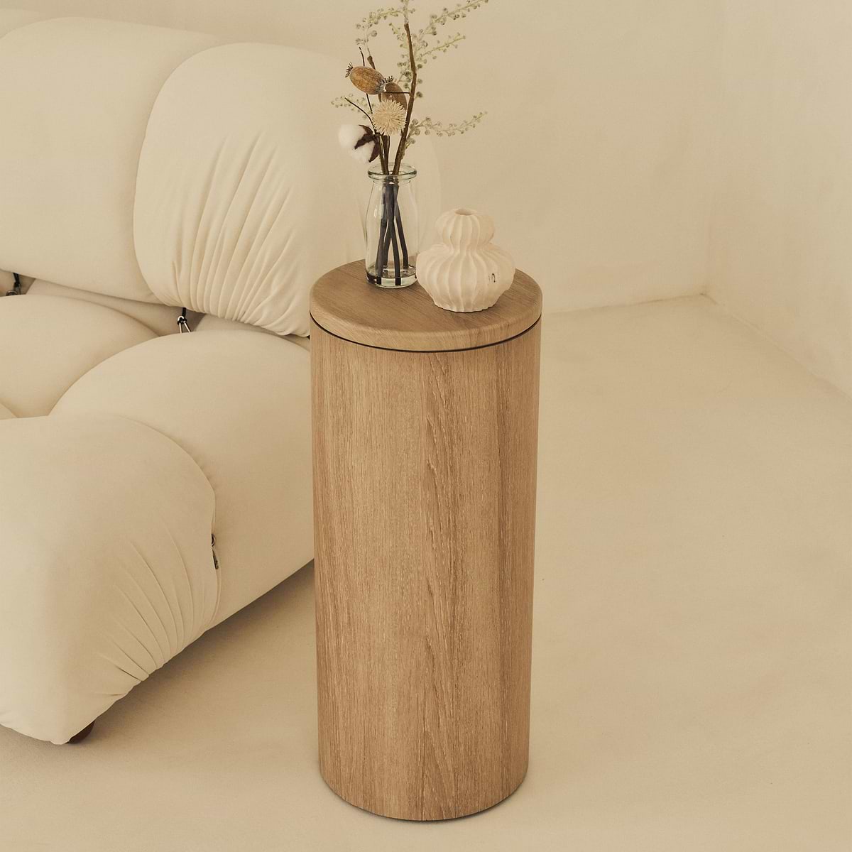 Madison - Washed Wood Round Wooden Minimal Plinth