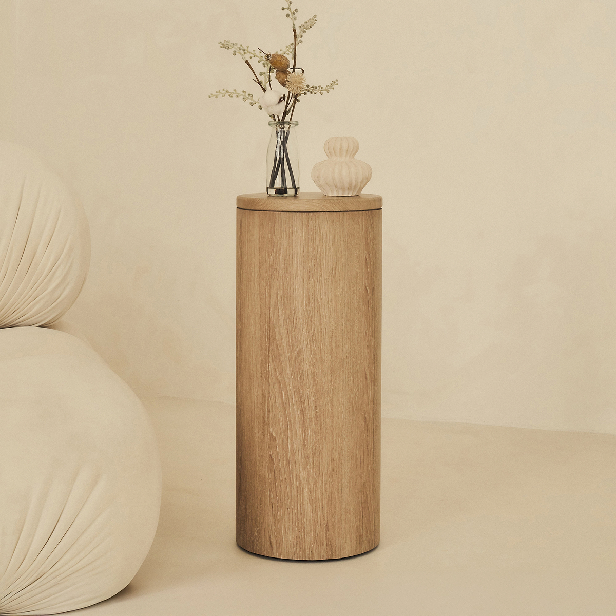Madison - Washed Wood Round Wooden Minimal Plinth