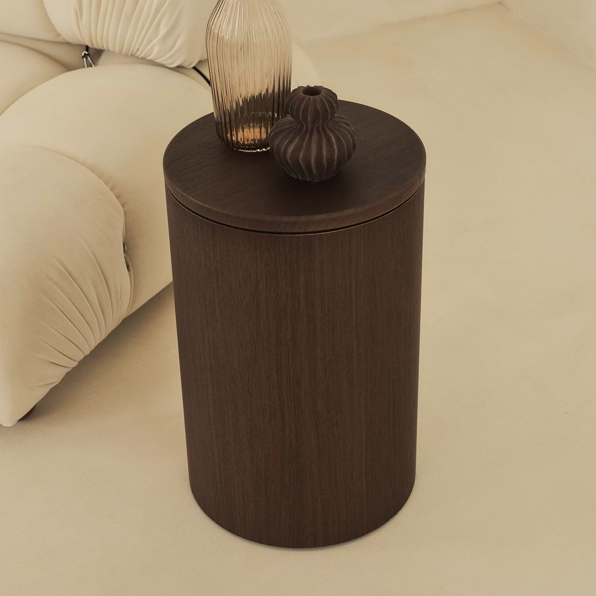 Madison - Dark Wood Round Wooden Minimal Pedestal