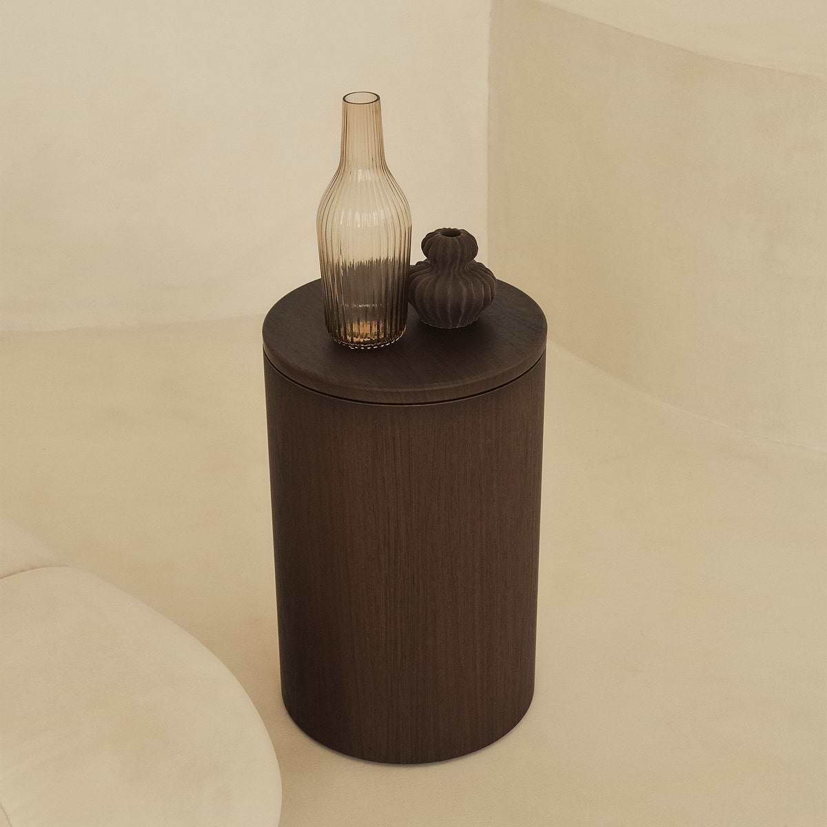 Madison - Dark Wood Round Wooden Minimal Pedestal