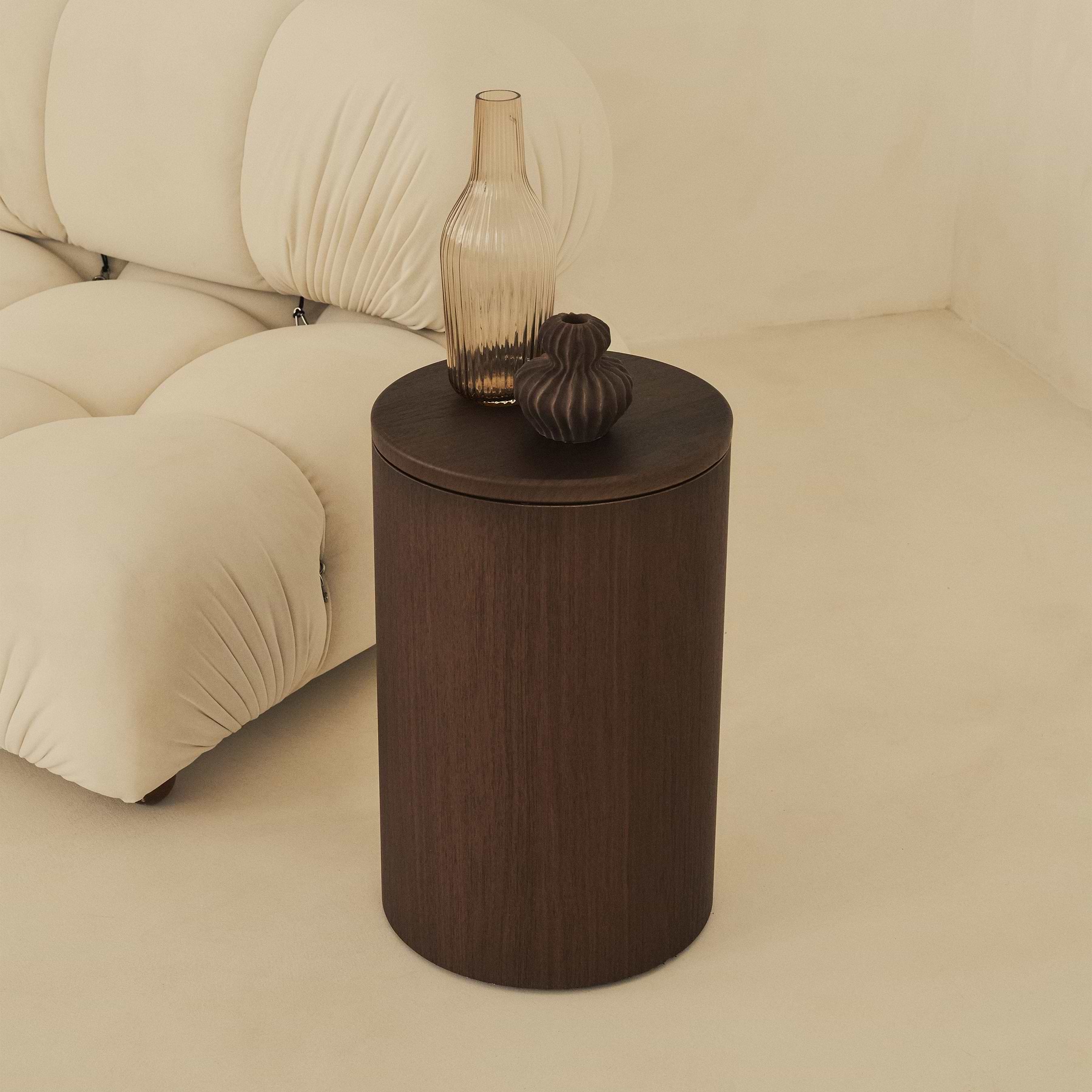 Madison - Dark Wood Round Wooden Minimal Pedestal