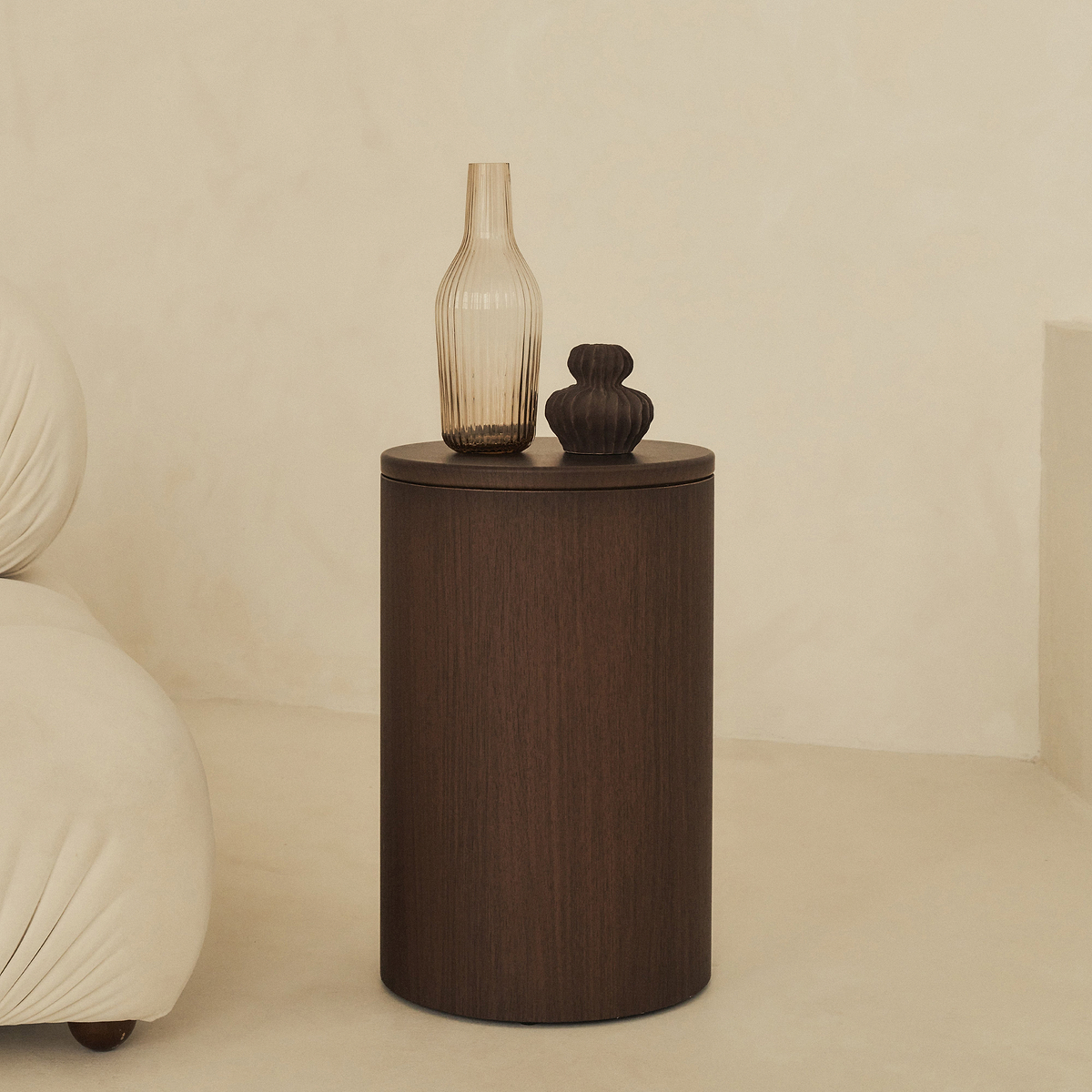 Madison - Dark Wood Round Wooden Minimal Pedestal