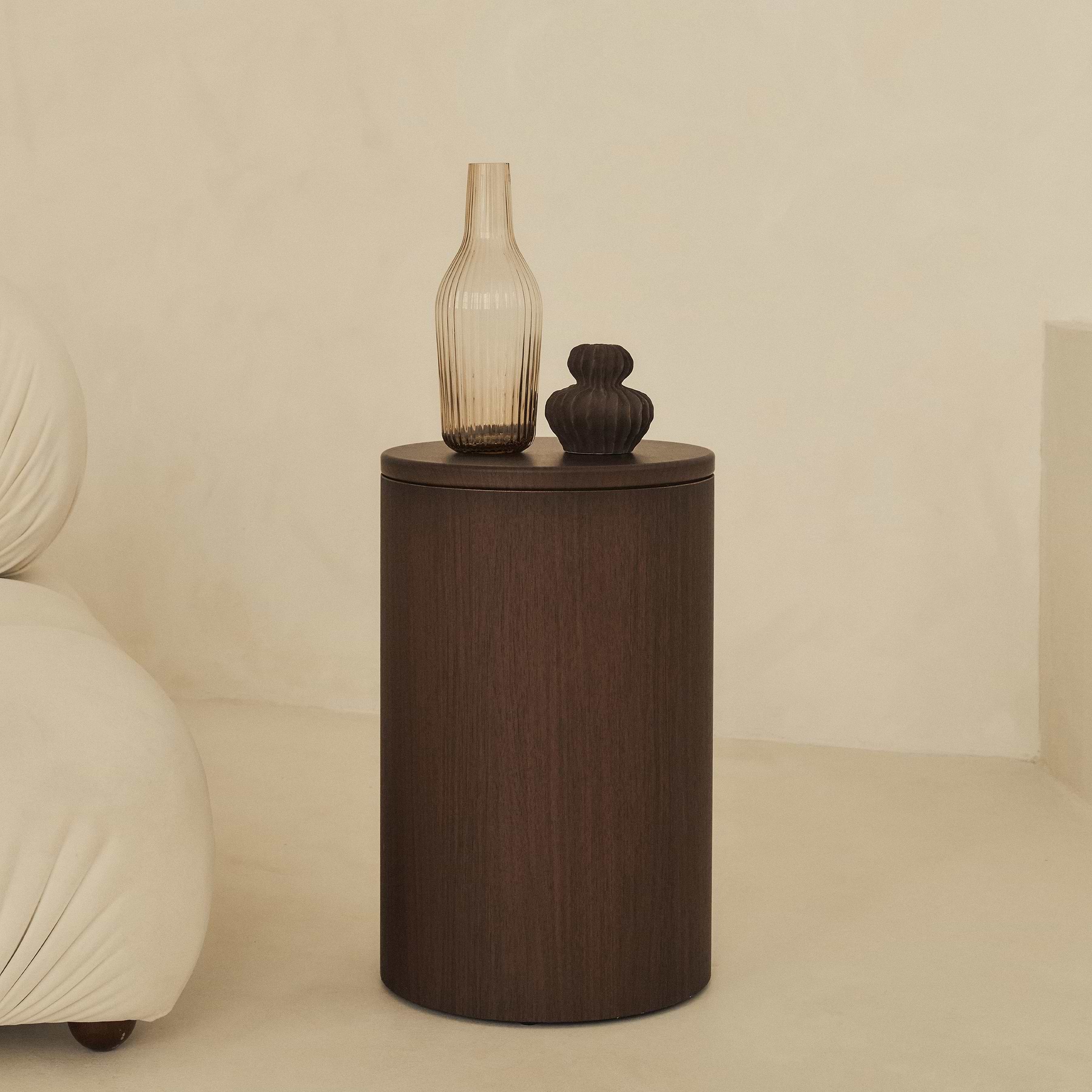 Madison - Dark Wood Round Wooden Minimal Pedestal