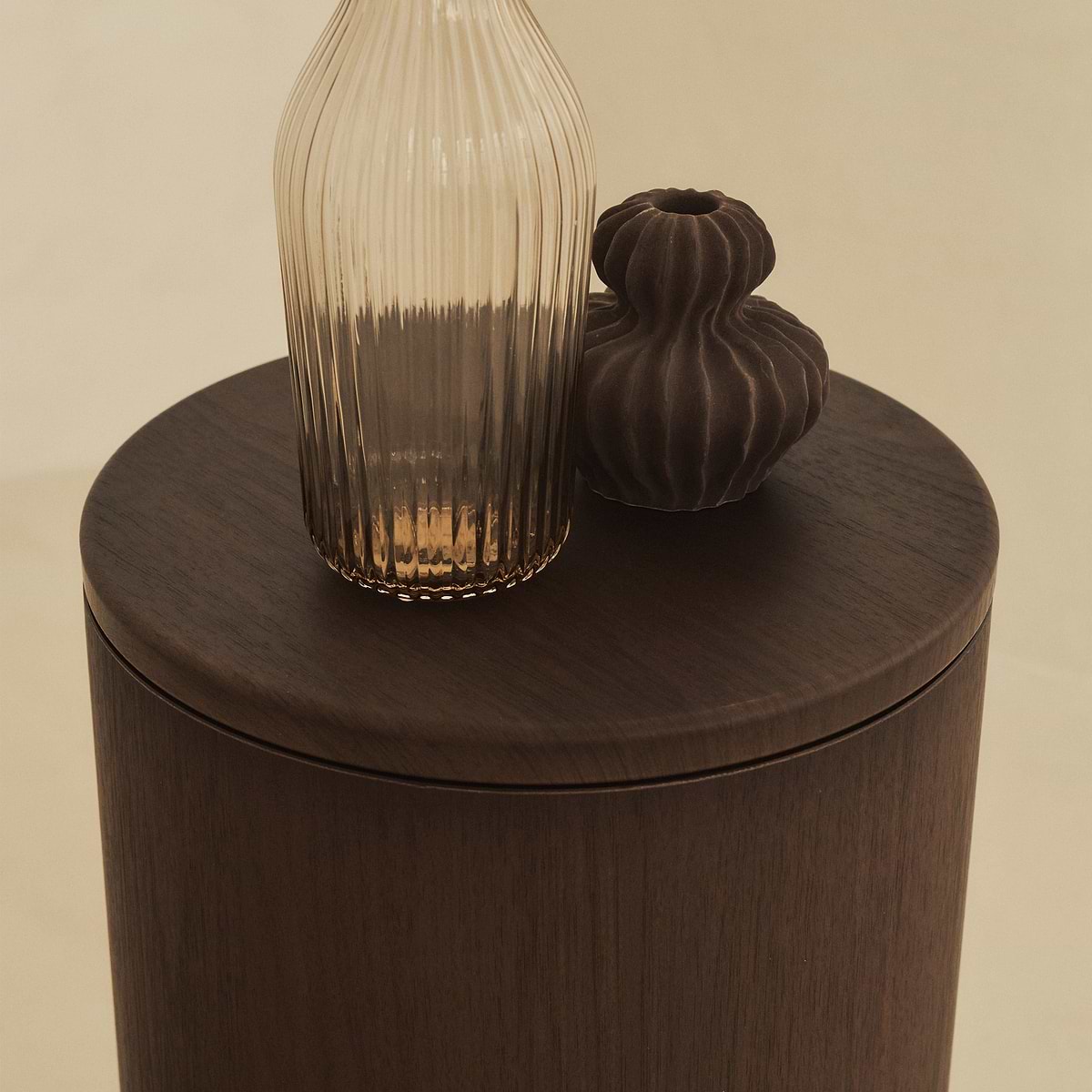 Madison - Dark Wood Round Wooden Minimal Pedestal