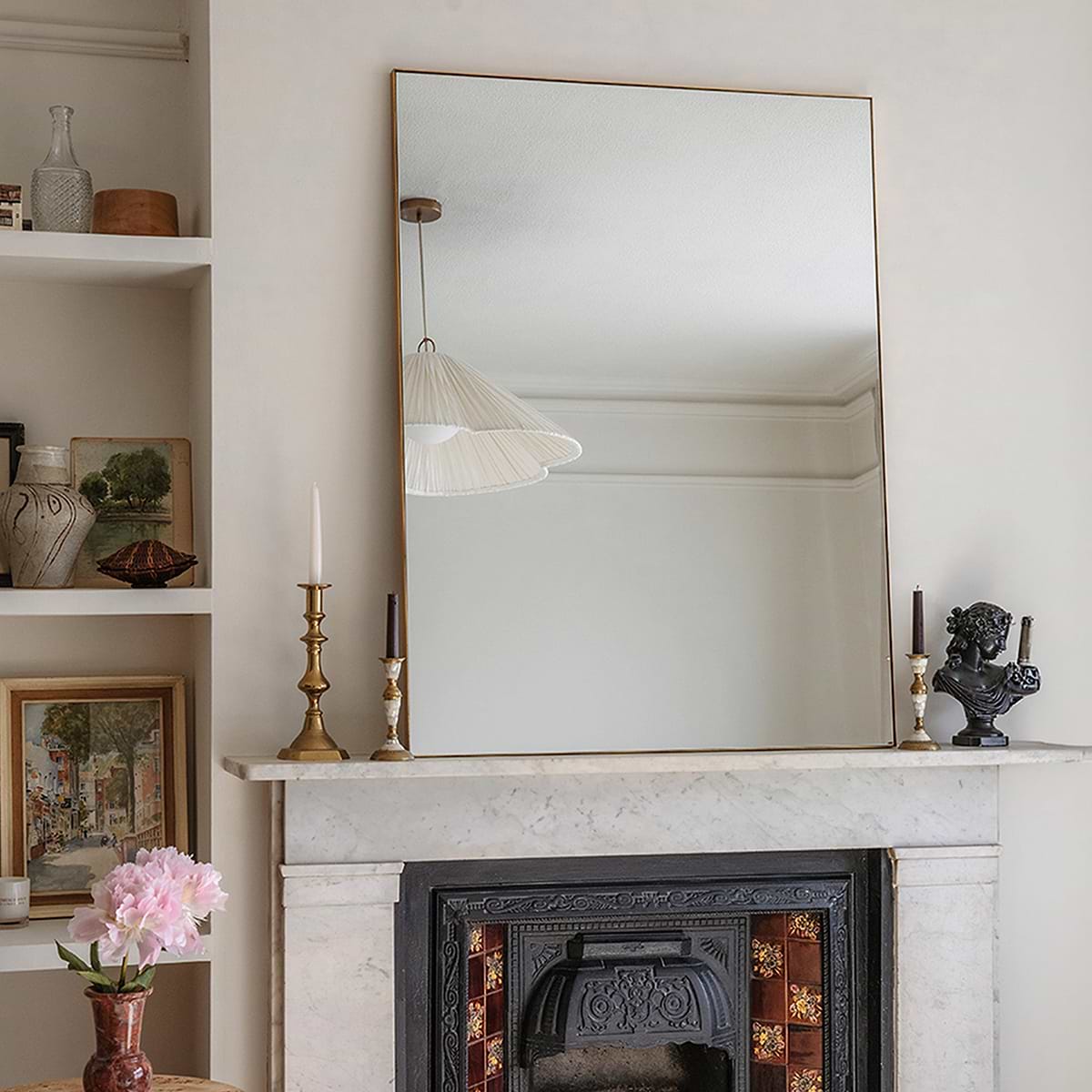 Theo - Gold Rectangular Metal Large Wall Mirror 120cm x 90cm