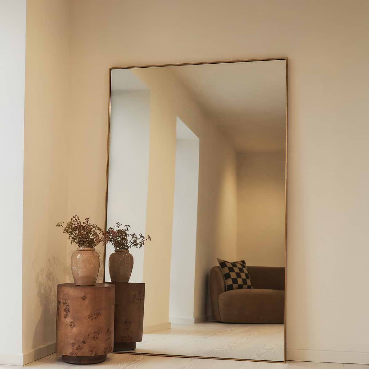 Theo - Full Length Gold Rectangular Extra Large Metal Mirror 190cm x 120cm
