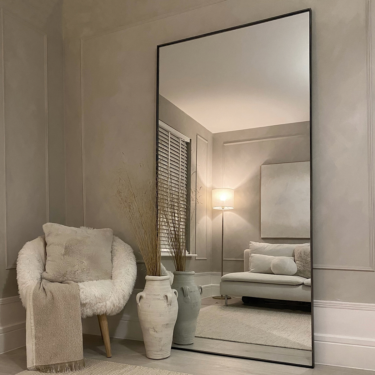 Theo - Full Length Black Extra Large Metal Mirror 200cm x 100cm