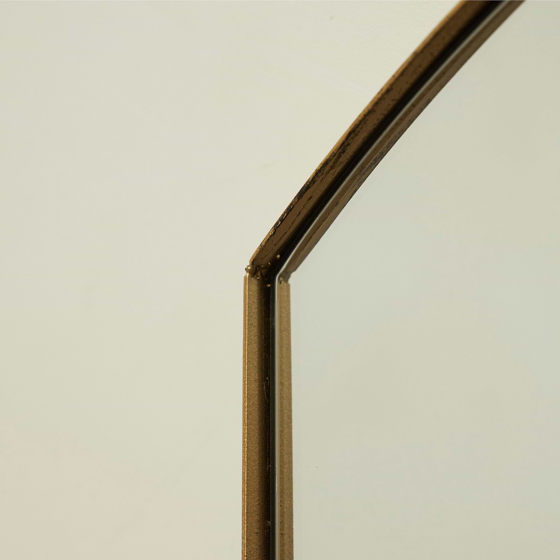 Theo - Gold Arched Metal Wall Mirror 90cm x 60cm
