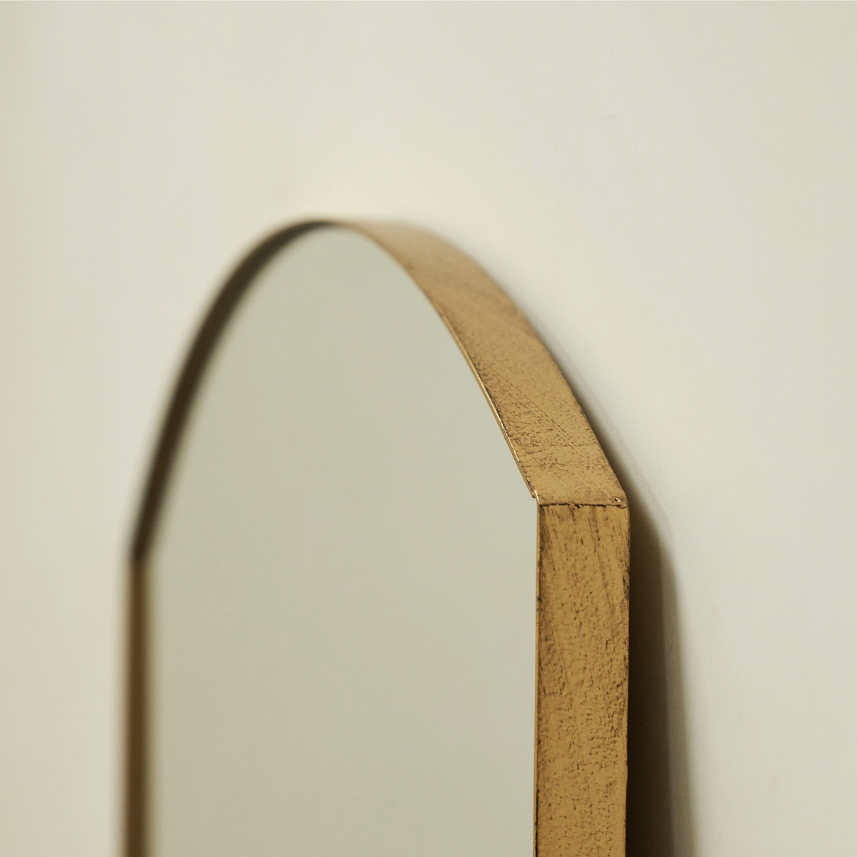 Theo - Gold Arched Metal Wall Mirror 90cm x 60cm