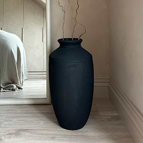 Toledo - Large Black Textured Terracotta Vase