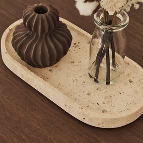 Travara - Cream Travertine Oval Decorative Tray