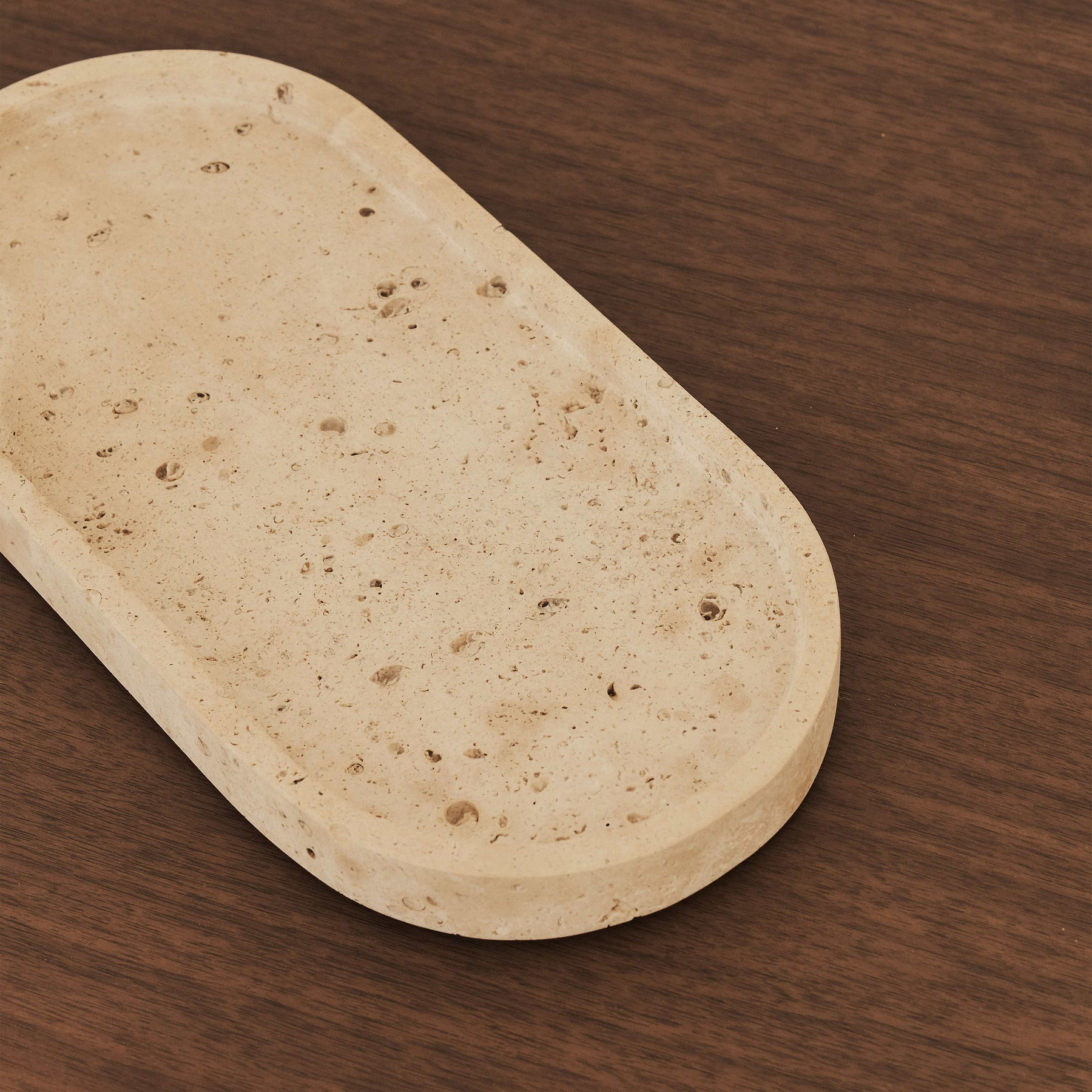 Travara - Cream Travertine Oval Decorative Tray