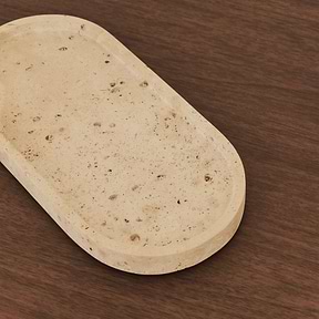Travara - Cream Travertine Oval Decorative Tray